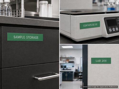 Matte green white engraving laminate for laboratory cabinets instruments and sample-storage identification